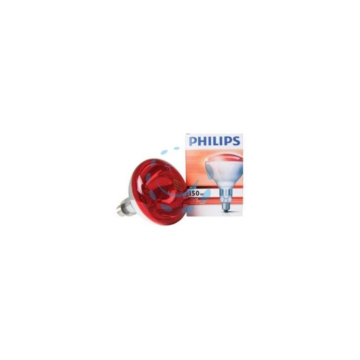 LAMPADA RISCALDANTE PHILIPS A RAGGI INFRAROSSI IN VETRO DURO - IR R125 240V E27 - 150W