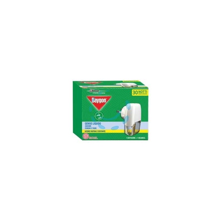 ELETTROEMANATORE BAYGON GENIUS BASE + RICARICA LIQUIDA 30 NOTTI 