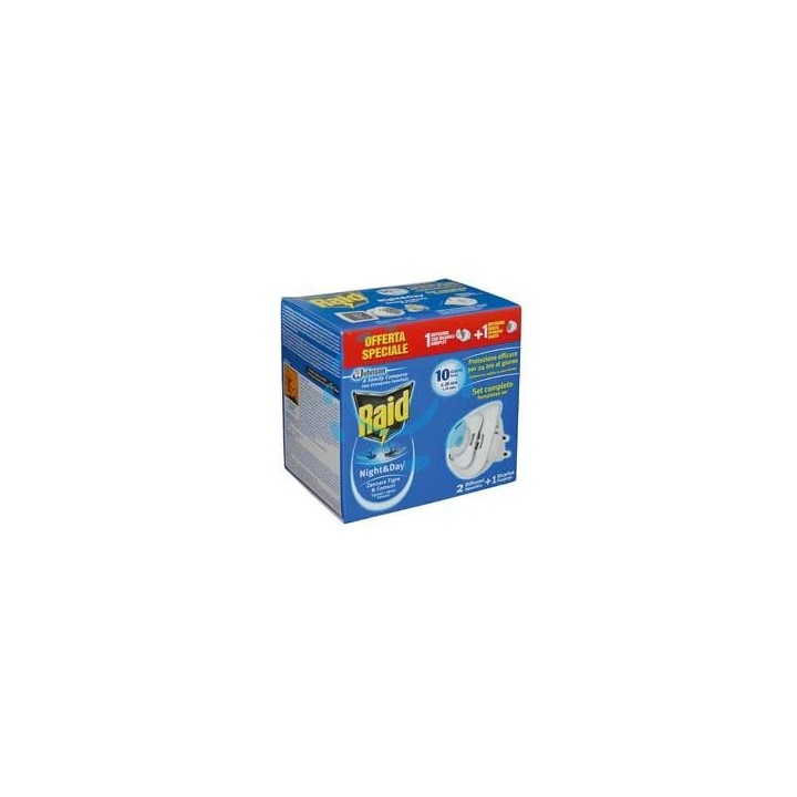 ELETTROEMANATORE RAID NIGHT&DAY ZANZARE DIFFUSORE + 1 RICARICA - diffusore + 1 ricarica