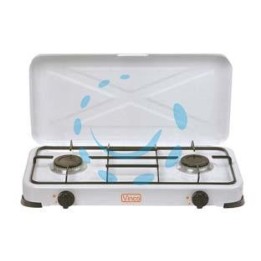 FORNELLO A GAS GPL A 2 FUOCHI CON COPERCHIO - cm.57x33x10h.