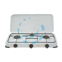 FORNELLO A GAS GPL A 3 FUOCHI CON COPERCHIO - cm.57x33x10h.