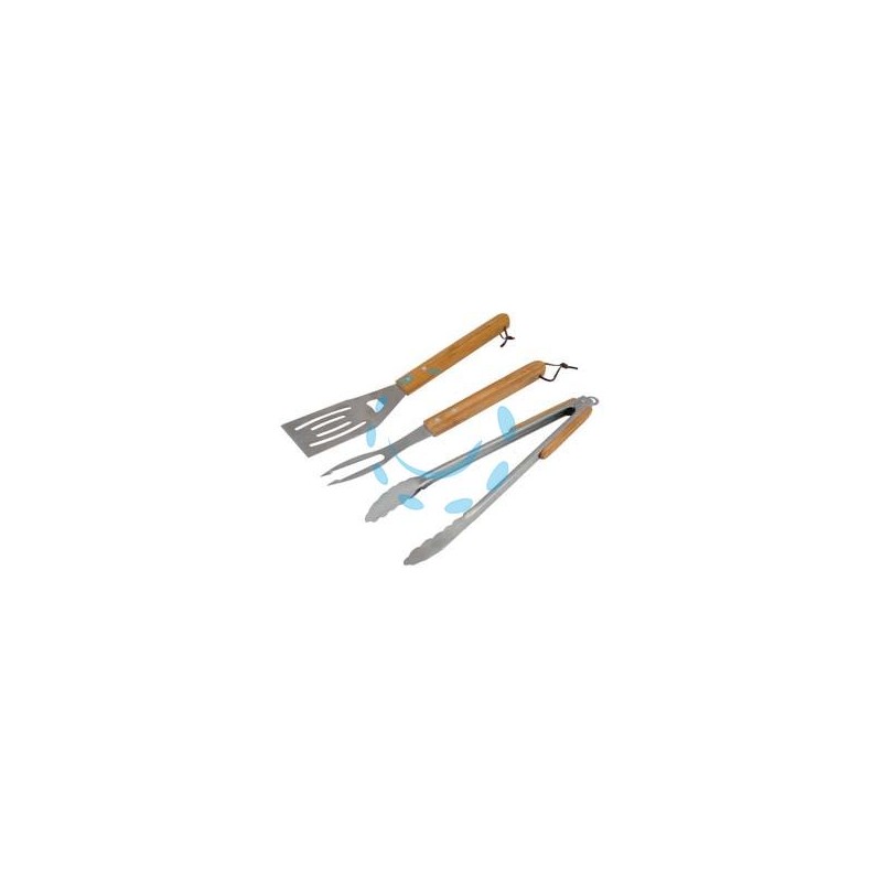 SET UTENSILI PER BARBECUE PZ.3 CON MANICI IN LEGNO 