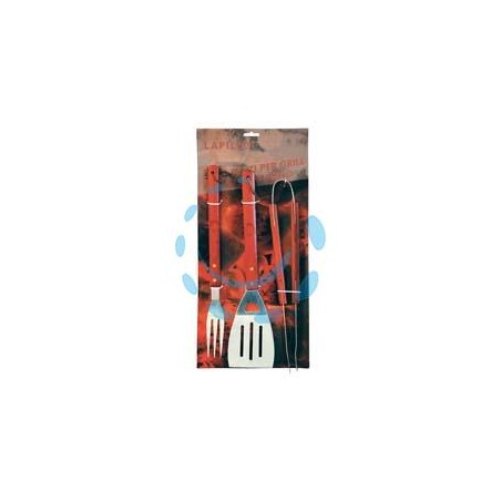 SET UTENSILI ACCIAIO INOX PER BARBECUE IN SET 3 PEZZI 