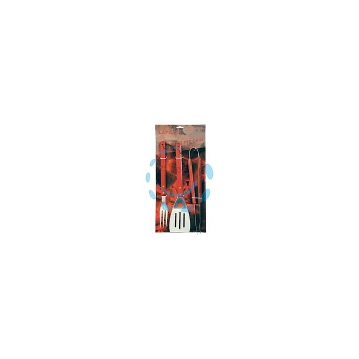 SET UTENSILI ACCIAIO INOX PER BARBECUE IN SET 3 PEZZI 