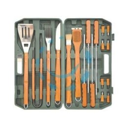SET UTENSILI ACCIAIO INOX PER BARBECUE IN SET 18 PEZZI 