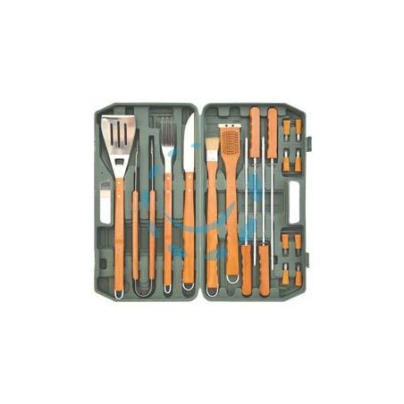 SET UTENSILI ACCIAIO INOX PER BARBECUE IN SET 18 PEZZI 