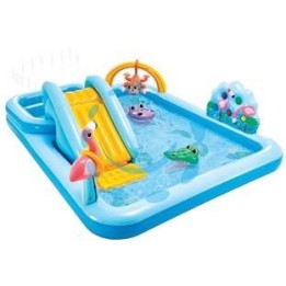 PISCINA GONFIABILE "JUNGLE ADVENTURE PLAY CENTER" +2 ANNI - cm.244x198x71h. - peso kg.7,10 (57161)