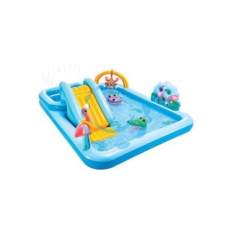 PISCINA GONFIABILE "JUNGLE ADVENTURE PLAY CENTER" +2 ANNI - cm.244x198x71h. - peso kg.7,10 (57161)