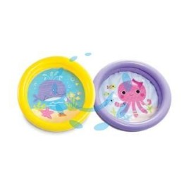 PISCINA GONFIABILE ROTONDA "BABY FONDO ANIMALETTI" 2 ANELLI 1-3 ANNI - ø cm.61x15h. - peso kg.0,27 (59409)