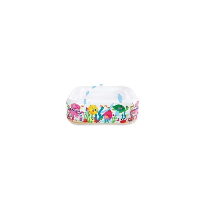 PISCINA GONFIABILE QUADRA "AQUARIUM" +3 ANNI - cm.159x159x50h. - peso kg.3,60 (57471)
