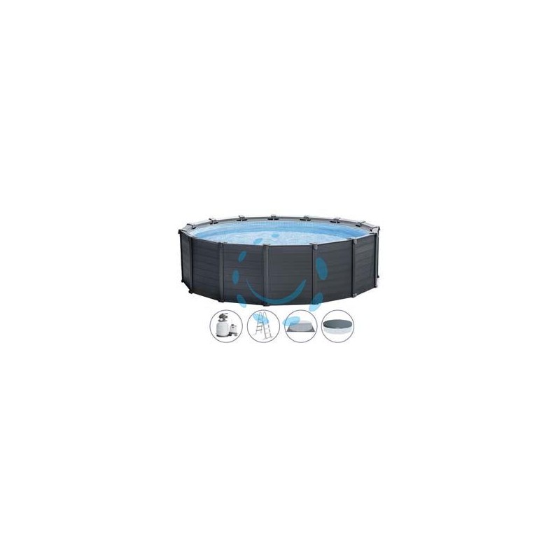 PISCINA "GRAPHITE GREY" TONDA TELAIO PORTANTE CM.478X124H. - capacità lt.16805 - peso kg.198,7 (26384)
