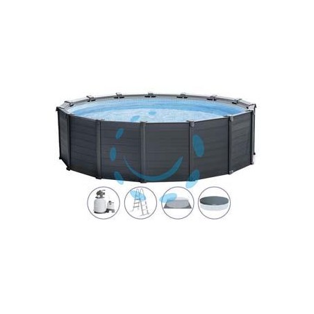 PISCINA "GRAPHITE GREY" TONDA TELAIO PORTANTE CM.478X124H. - capacità lt.16805 - peso kg.198,7 (26384)