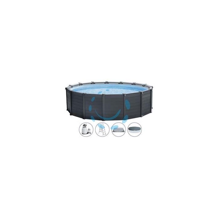 PISCINA "GRAPHITE GREY" TONDA TELAIO PORTANTE CM.478X124H. - capacità lt.16805 - peso kg.198,7 (26384)