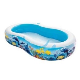 PISCINA GONFIABILE "FAMILY" SAGOMATA CON DISEGNI +3 ANNI - cm.262x157x46h. - peso Kg.4,1 (art.54118)