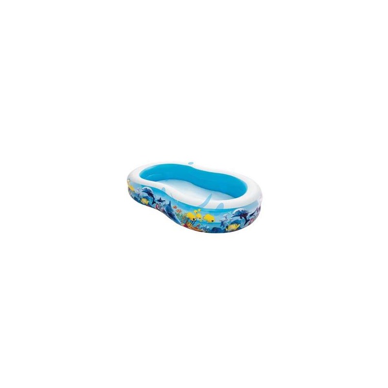 PISCINA GONFIABILE "FAMILY" SAGOMATA CON DISEGNI +3 ANNI - cm.262x157x46h. - peso Kg.4,1 (art.54118)