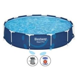 PISCINA STEEL PRO TONDA TELAIO PORTANTE CM.366X76H. - kg.22,7 - lt.6.473 -filtro cartuccia (art.56681)