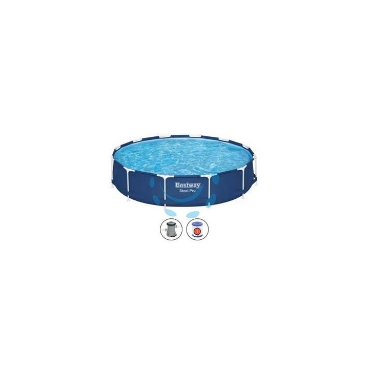 PISCINA STEEL PRO TONDA TELAIO PORTANTE CM.366X76H. - kg.22,7 - lt.6.473 -filtro cartuccia (art.56681)