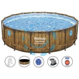 PISCINA POWER STEEL SWIM VISTA TONDA TELAIO PORTANTE CM.488X122H. - kg.80,6 -lt.19.480- filtro cartuccia (art.56725)