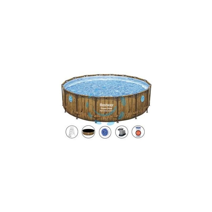 PISCINA POWER STEEL SWIM VISTA TONDA TELAIO PORTANTE CM.488X122H. - kg.80,6 -lt.19.480- filtro cartuccia (art.56725)