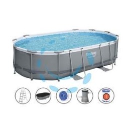 PISCINA POWER STEEL OVALE TELAIO PORTANTE CM.488X305X107H. - kg.67,2- lt.10.949 - filtro cartuccia(art.56448)