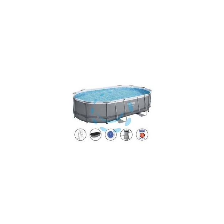 PISCINA POWER STEEL OVALE TELAIO PORTANTE CM.488X305X107H. - kg.67,2- lt.10.949 - filtro cartuccia(art.56448)