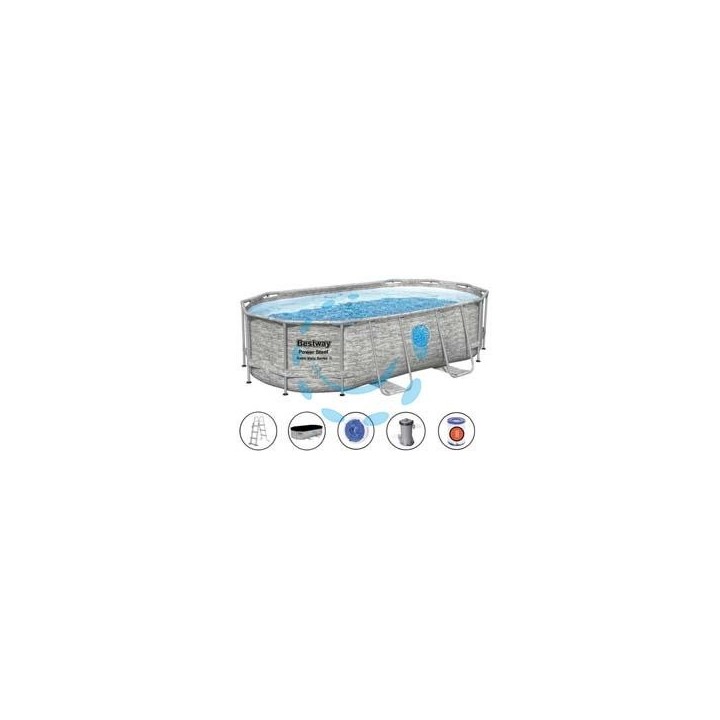 PISCINA POWER STEEL SWIM VISTA OVALE TELAIO PORTANTE CM.427X250X100H.