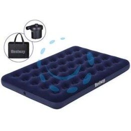 MATERASSO GONF. AIRBED BLU FLOCCATO MATRIMONIALE CON POMPA ELETTRICA - cm.191x137x22h. - (art.67287)