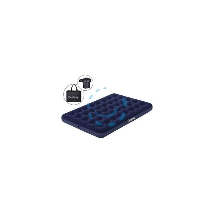 MATERASSO GONF. AIRBED BLU FLOCCATO MATRIMONIALE CON POMPA ELETTRICA - cm.191x137x22h. - (art.67287)