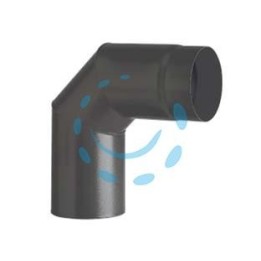 GOMITO 90° PORCELLANATO PER STUFE A LEGNA NERO OPACO "ALA SMALTO TOP" - ø mm.130