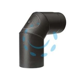GOMITO 90° PORC. C/ISPEZIONE STUFE A LEGNA NERO OPACO "ALA SMALTO TOP" - ø mm.120