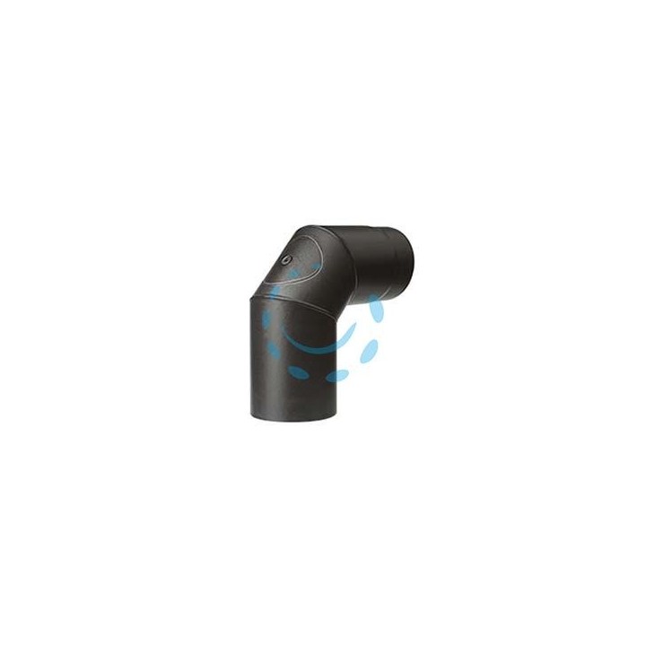 GOMITO 90° PORC. C/ISPEZIONE STUFE A LEGNA NERO OPACO "ALA SMALTO TOP" - ø mm.120
