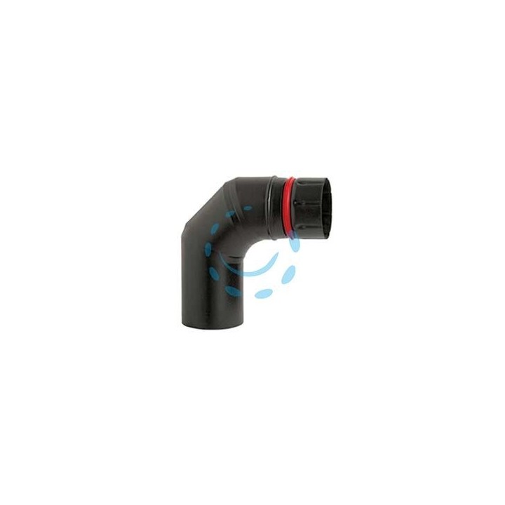GOMITO 90° PORCELLANATO PER STUFE A PELLET NERO OPACO "ALA PELLET ECO" - ø mm.80