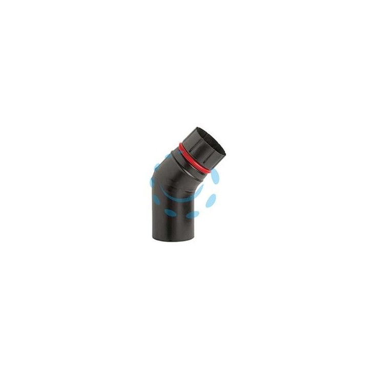 GOMITO 45° PORCELLANATO PER STUFE A PELLET NERO OPACO "ALA PELLET ECO" - ø mm.100