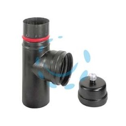 RACCORDO A "T" M/F PER STUFE A PELLET NERO OPACO "ALA PELLET ECO" - M/F ø mm.80