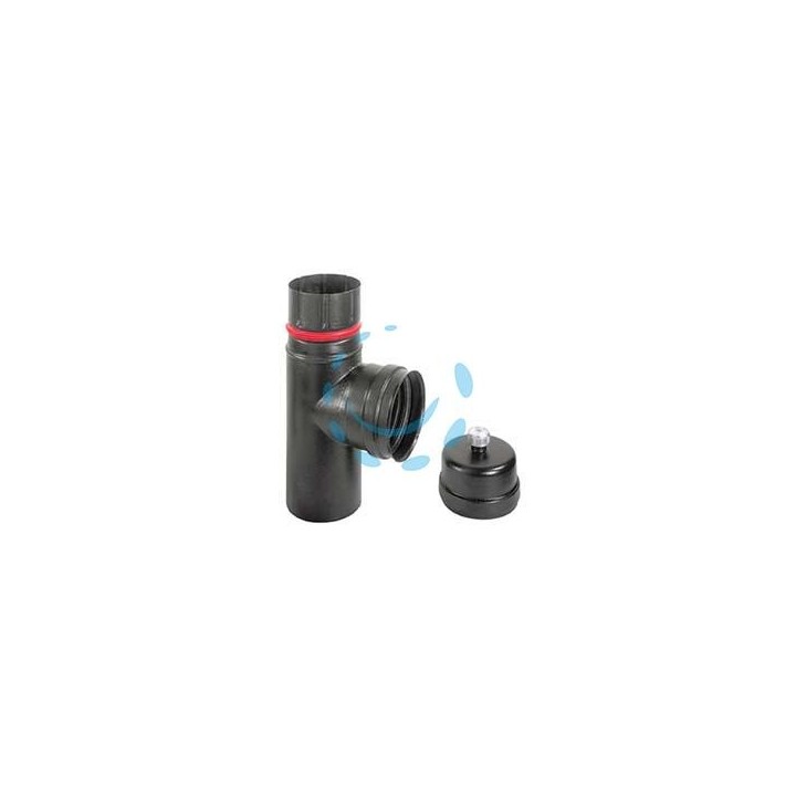 RACCORDO A "T" M/F PER STUFE A PELLET NERO OPACO "ALA PELLET ECO" - M/F ø mm.100