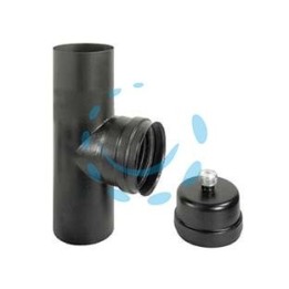 RACCORDO A "T" F/F PER STUFE A PELLET NERO OPACO "ALA PELLET ECO" - F/F ø mm.100