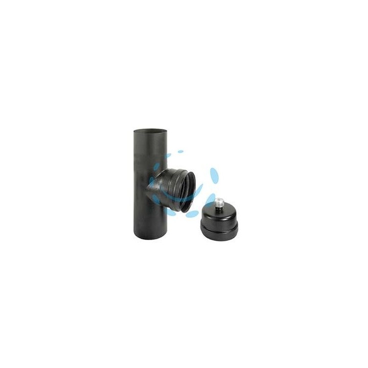 RACCORDO A "T" F/F PER STUFE A PELLET NERO OPACO "ALA PELLET ECO" - F/F ø mm.100