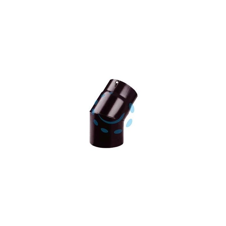 GOMITO 45° PORCELLANATO PER STUFE A LEGNA NERO OPACO PESANTE MM.1,2 - ø cm.15