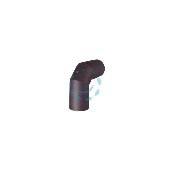 GOMITO 90° PORCELLANATO PER STUFE A LEGNA NERO OPACO PESANTE MM.1,2 - ø cm.13