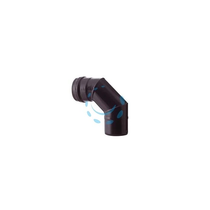 GOMITO A 90° PER STUFE A PELLET NERO OPACO PESANTE MM.1,2 - ø cm.10