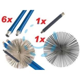 KIT SPAZZACAMINO CON SNODO A MOLLA - 6 aste cm.140 + 1 scovolo cm.25 + 1 molla cm.25 