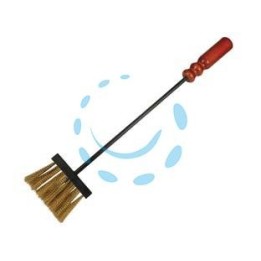 SCOPINO SETOLE OTTONATE PER CAMINO MANICO LEGNO - cm.55h. (738 BIS)