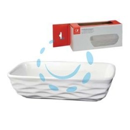 UMIDIFICATORE IN CERAMICA VASCHETTA RIGATA BIANCA - cm.10x6x24h.