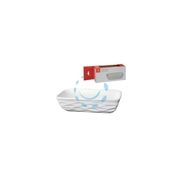 UMIDIFICATORE IN CERAMICA VASCHETTA RIGATA BIANCA - cm.10x6x24h.