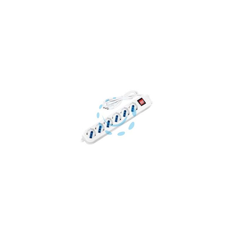 MULTIPRESA LINEARE 6 POSTI CON SCHUKO E CON INTERRUTTORE 