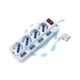 MULTIPRESA 4 POSTI CON SCHUKO CON INTERRUTTORE GENERALE + 4 BIPASSO 