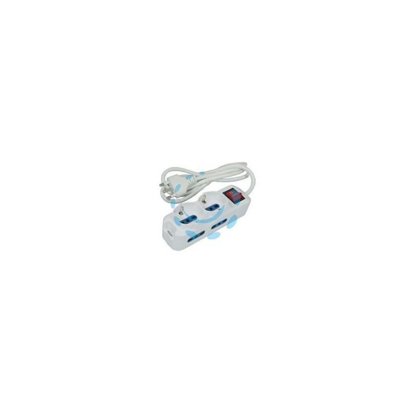 MULTIPRESA DA TAVOLO COMPATTA 2 SCHUKO + 4 BIPASSO CON INTERRUTTORE 