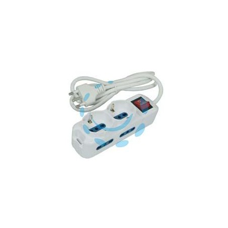 MULTIPRESA DA TAVOLO COMPATTA 2 SCHUKO + 4 BIPASSO CON INTERRUTTORE 