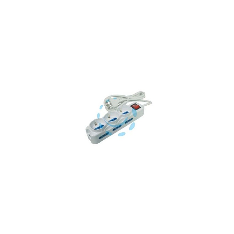 MULTIPRESA DA TAVOLO COMPATTA 3 SCHUKO + 6 BIPASSO CON INTERRUTTORE 