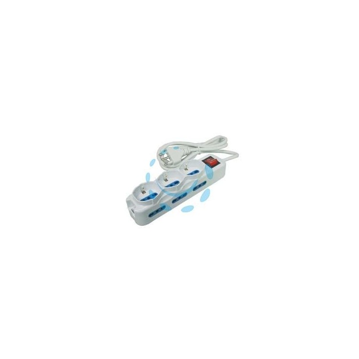 MULTIPRESA DA TAVOLO COMPATTA 3 SCHUKO + 6 BIPASSO CON INTERRUTTORE 